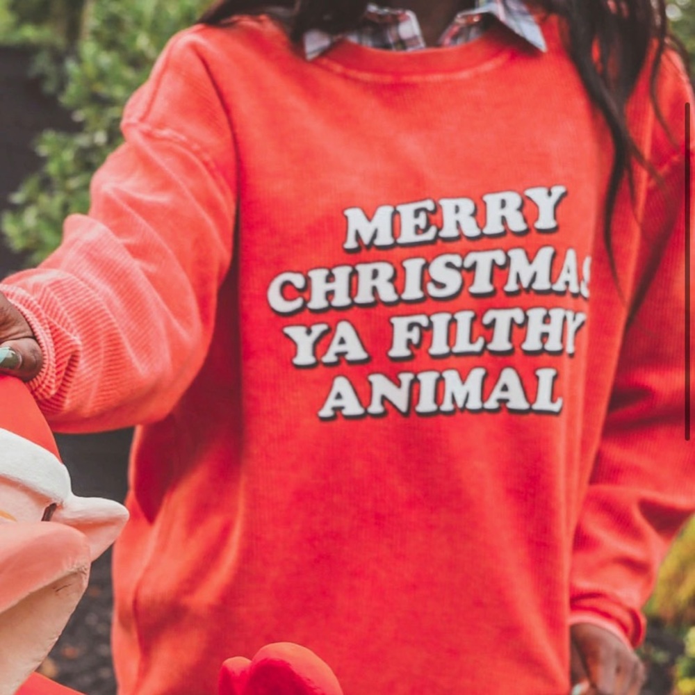 Merry Christmas Ya Filthy Animal - Chicka D corded sweatshirt from Riff Raff